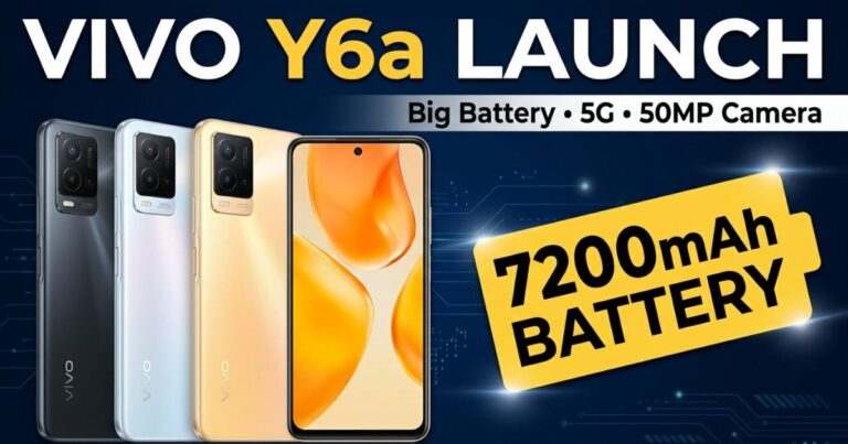 Vivo Y6a smartphone with 7200mAh battery and 50MP camera